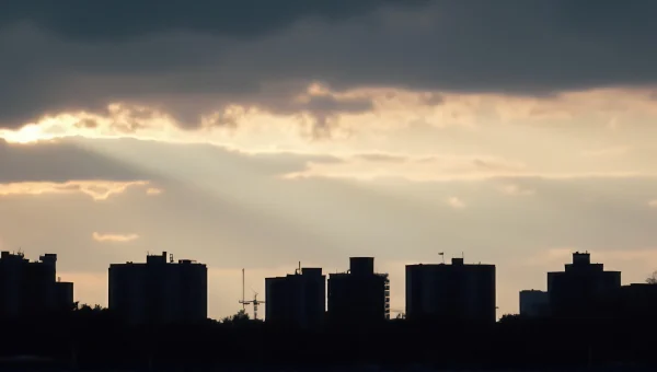 Skyline Silhouette Against Dramatic Evening Sky