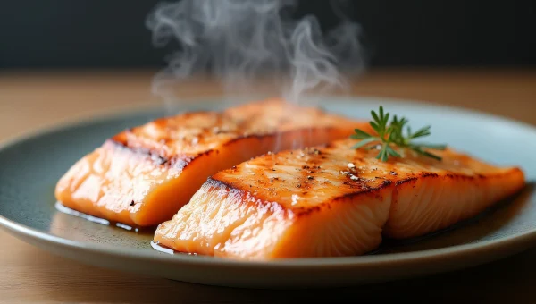 Sliced Cooked Fish Close-Up on Ceramic Plate