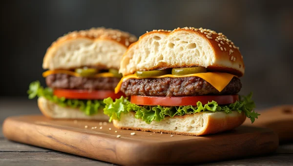 Sliced Hamburger Close-Up With Juicy Layers