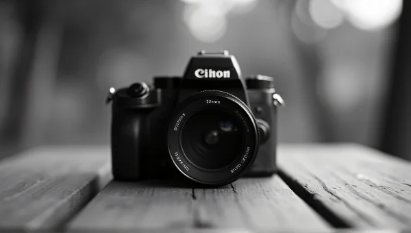 SLR Camera On Wooden Table With Bokeh Background