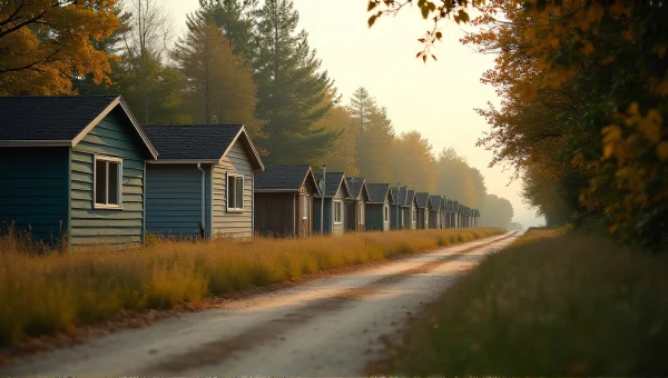 Small Houses Clustered By Trees Along Dirt Road