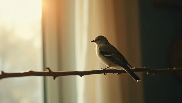 Small Songbird Perched Near Sunlit Window