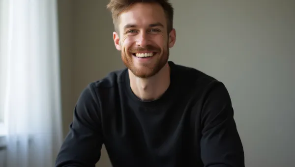 Smiling Man in Black Sweatshirt Portrait Relaxed