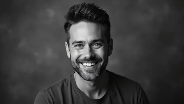 Smiling Man Grayscale Portrait Soft Lighting
