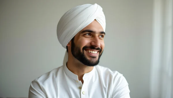 Smiling Man in White Turban Portrait
