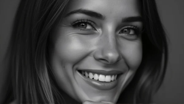 Smiling Woman Headshot In Grayscale Portrait