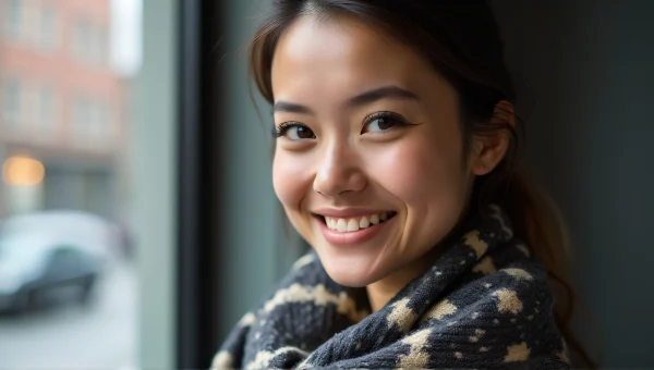 Smiling Woman With Patterned Scarf Portrait