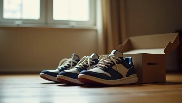 Sneakers Beside Open Shoebox on Wooden Floor