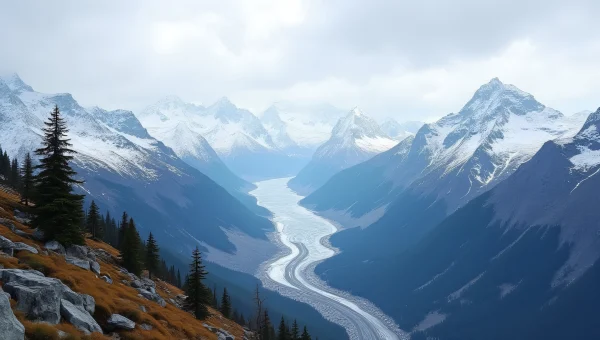 Snow-Capped Mountain Range With Rocky Ridge