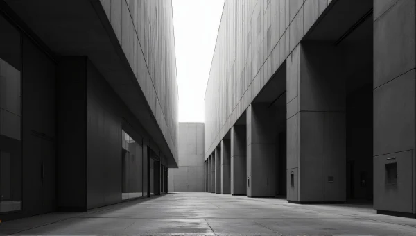 Solitary Building Low-Angle Grayscale image