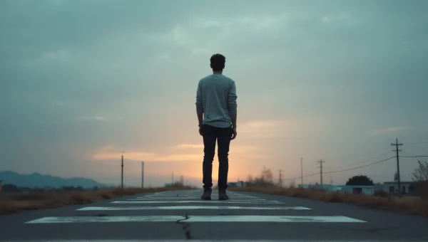 Solitary Man On Cracked Concrete At Dusk