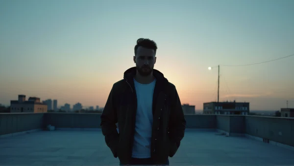 Solitary Man on Urban Rooftop at Dusk