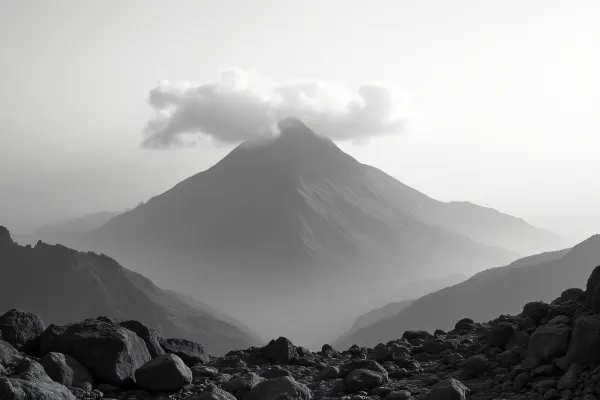 Solitary Mountain Peak With Dramatic Clouds