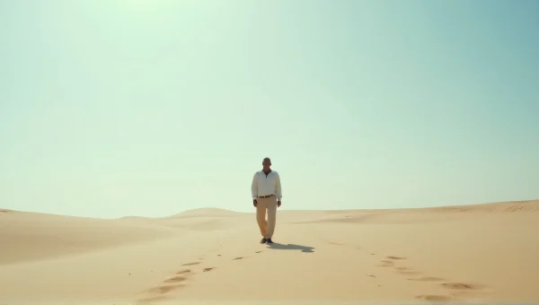 Solitary Person Standing on Wind-Swept Sand