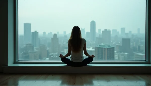 Solitary Woman by Rainy Window with City View