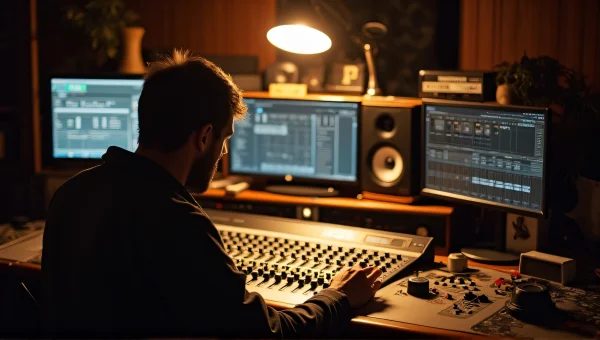 Sound Mixer Adjustment At Cluttered Desk