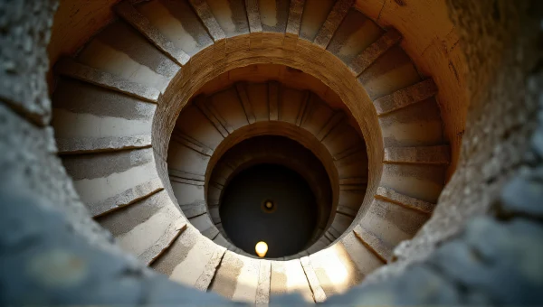 Spiral Staircase Inside Stone Tower View From Below