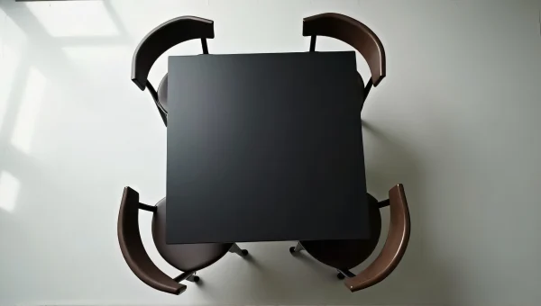 Square Black Wooden Dining Table With Chairs