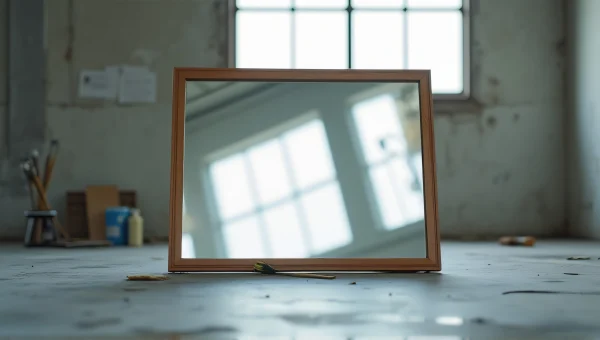 Square Frameless Mirror On Concrete Floor