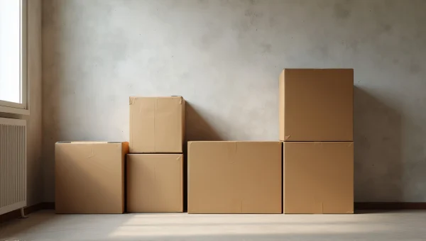 Stacked Cardboard Boxes In Sparsely Furnished Room