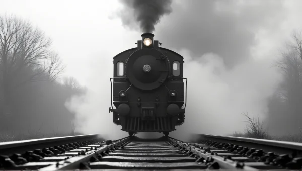 Steam Locomotive On Tracks With Billowing Smoke