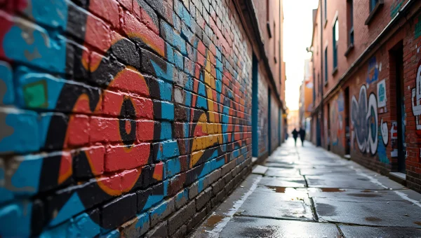 Street Art Mural Close-Up in Urban Alley