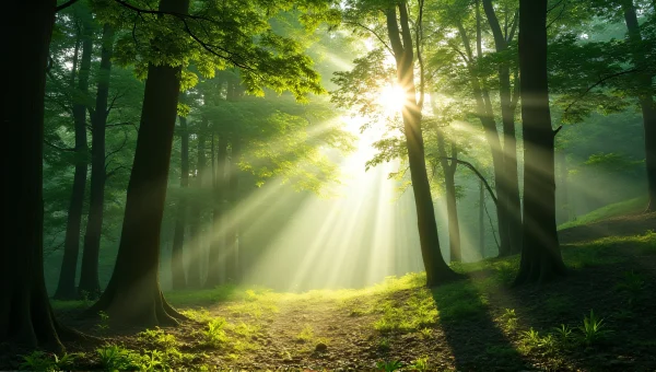 Sun Rays Through Dense Forest Canopy