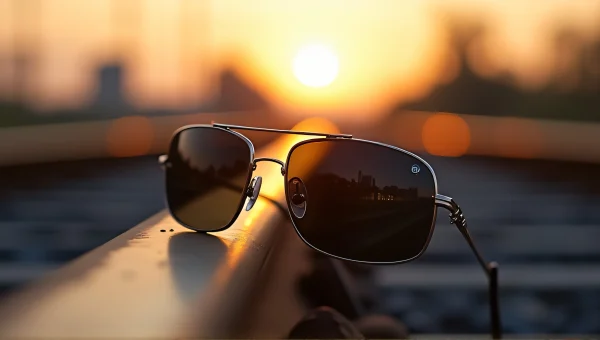 Sunglasses On Railroad Track At Golden Hour