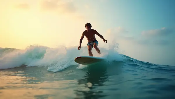 Surfing Action Shot at Golden Hour