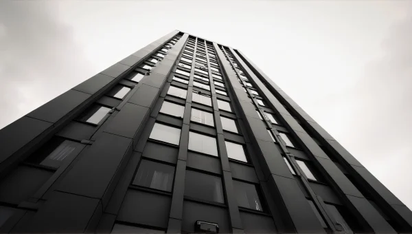 Tall High-Rise Building Grayscale Perspective