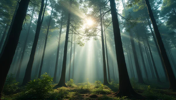 Tall Mixed-Species Trees In Dense Forest Light