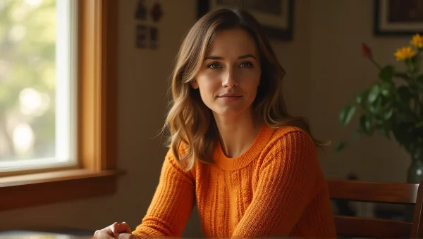 Tangerine Knit Sweater Portrait Near Sunlight