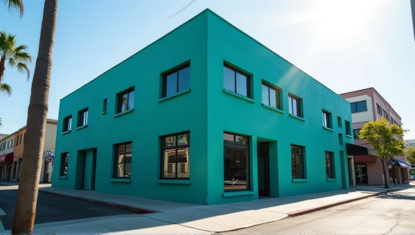 Teal Concrete Building Urban Architecture Detail