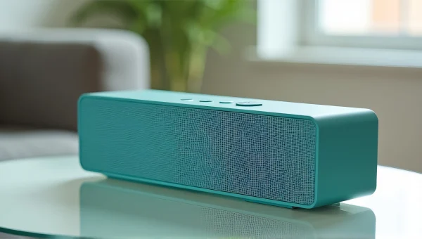 Teal Wireless Speaker On Glass Table With Reflections
