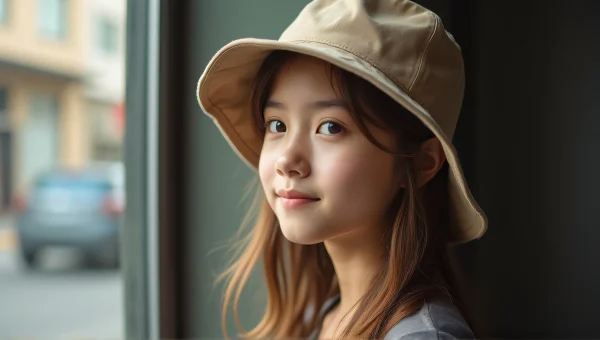Teenage Girl Wearing Canvas Bucket Hat Outdoors