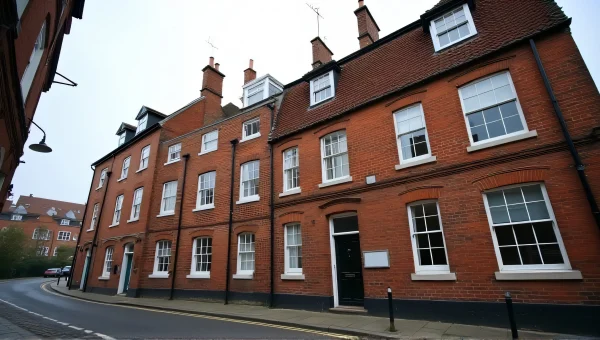 Three-Storey Brick Buildings on Narrow Street