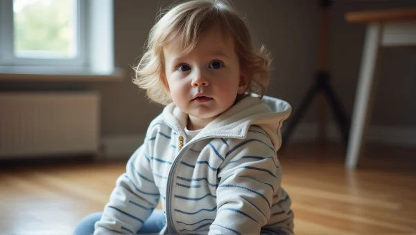 Toddler Candid Expression Striped Jacket Indoor