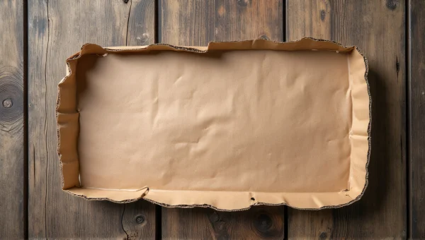 Torn Corrugated Cardboard Texture On Wood Table