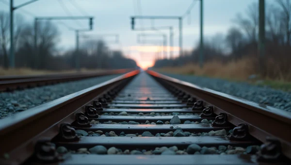 Train Tracks Converging Towards Horizon Landscape