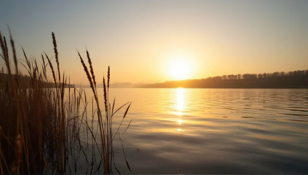 Tranquil Lake Reflection At Golden Hour