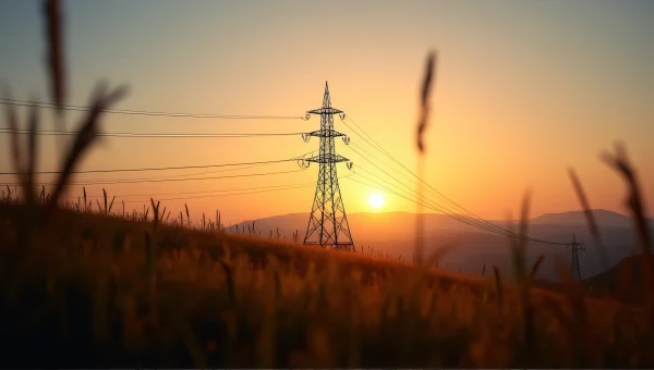 Transmission Tower Silhouette at Dusk