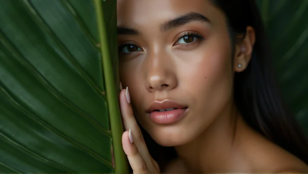 Tropical Leaf Portrait With Woman's Soft Touch