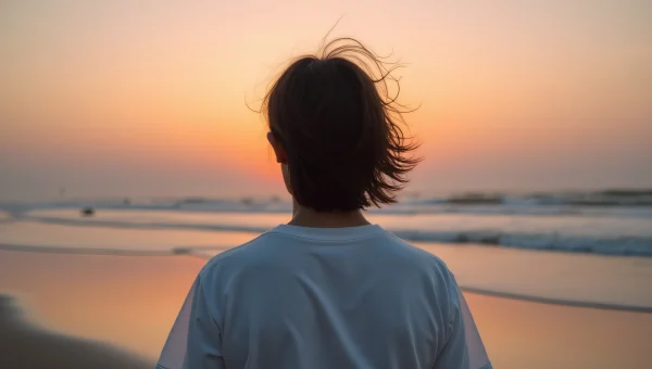 Twilight Beach Portrait With Wind-Tousled Hair