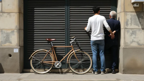 Urban Alley Fixed-Gear Bicycle With People