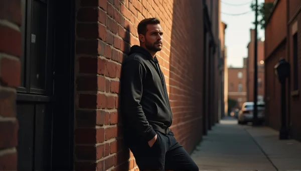Urban Alley Man Leaning Against Brick Wall