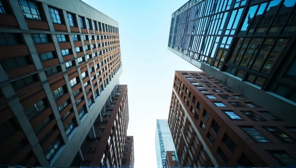 Urban Architecture Low Angle View with Glass Brick