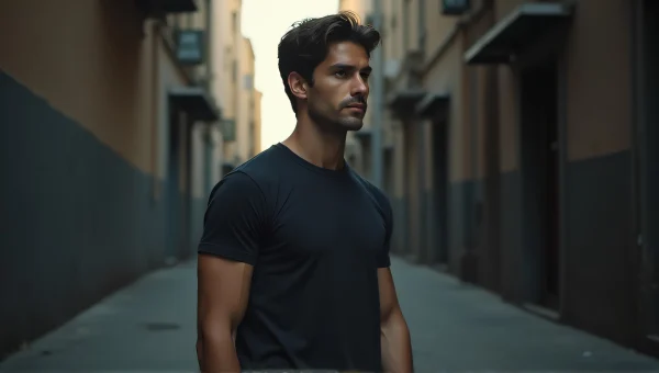 Urban Candid Male Figure in Dark Tee