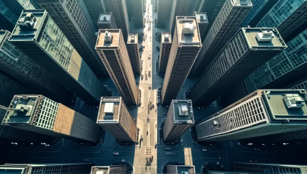 Urban City Grid Aerial View Skyscrapers Streets