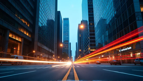 Urban Dusk City Street Traffic Reflections