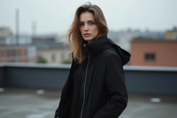 Urban Fashion Portrait Woman With Black Jacket